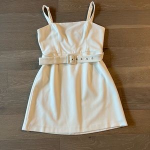 French Connection White Belted Dress